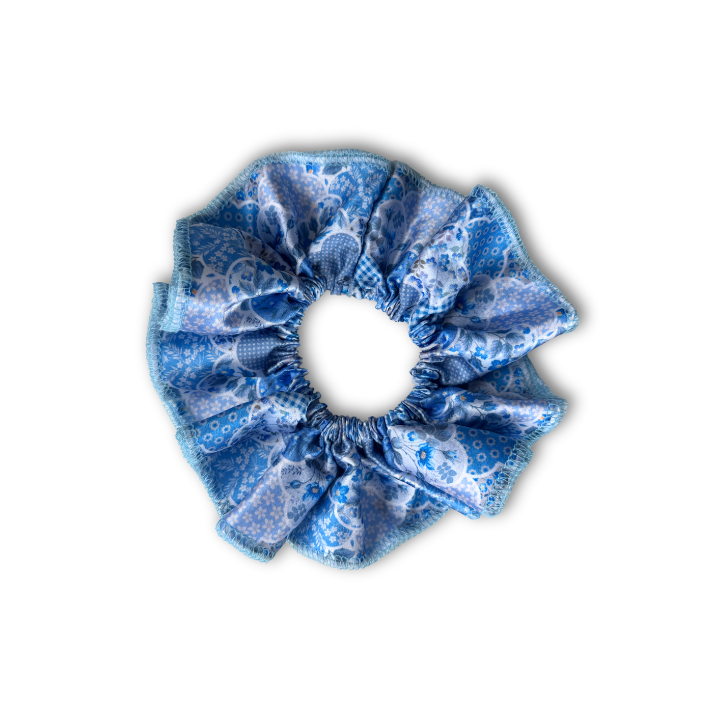 Overlocked edge satin scrunchie