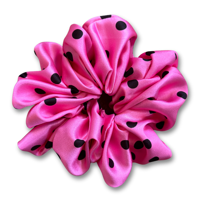 Pink Polka Dot Scrunchie