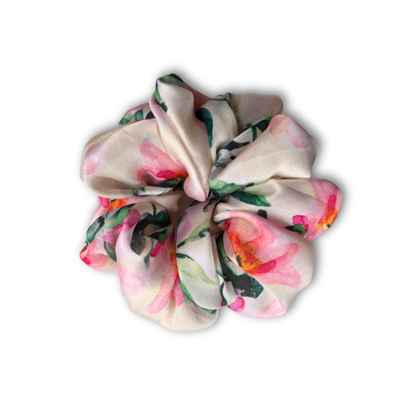 Cream floral georgette scrunchie medium