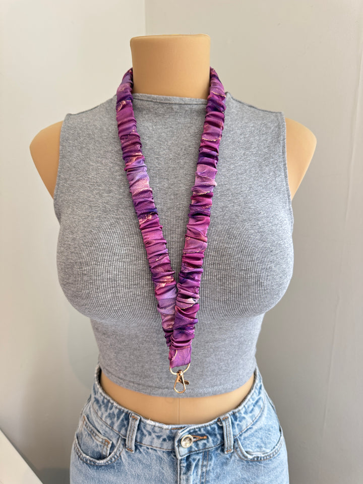 Marble Amethyst Scrunchie Lanyard