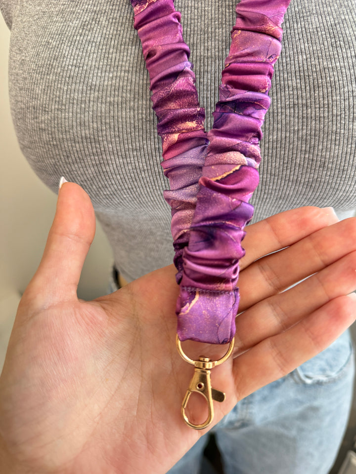Marble Amethyst Scrunchie Lanyard