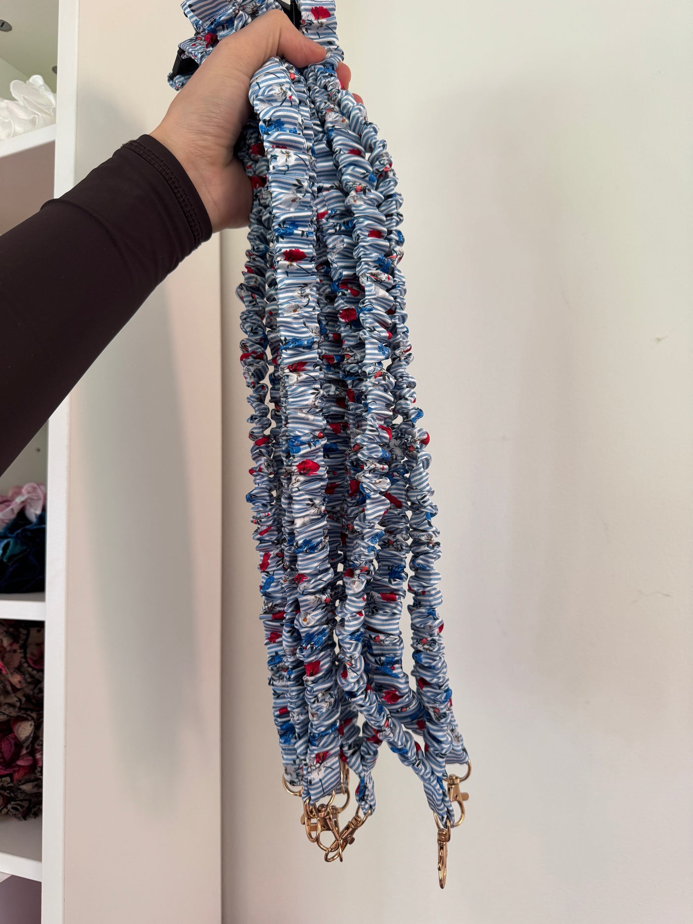 NEW - Pinstripe Blossom Scrunchie Lanyard