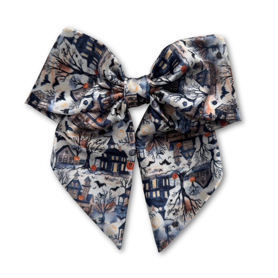 NEW - Haunted House Short Tail Hair Bow
