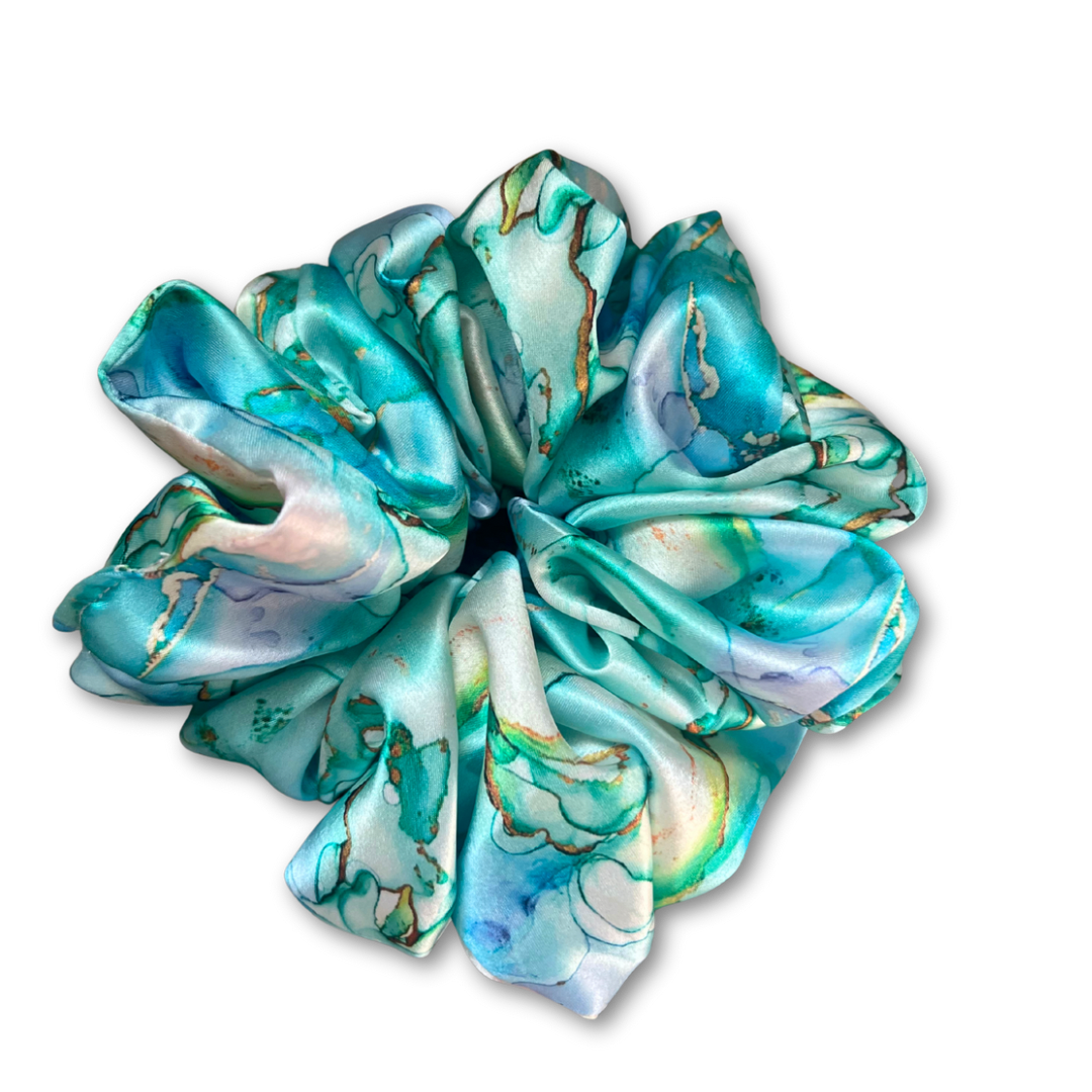 Mint Marble Scrunchie