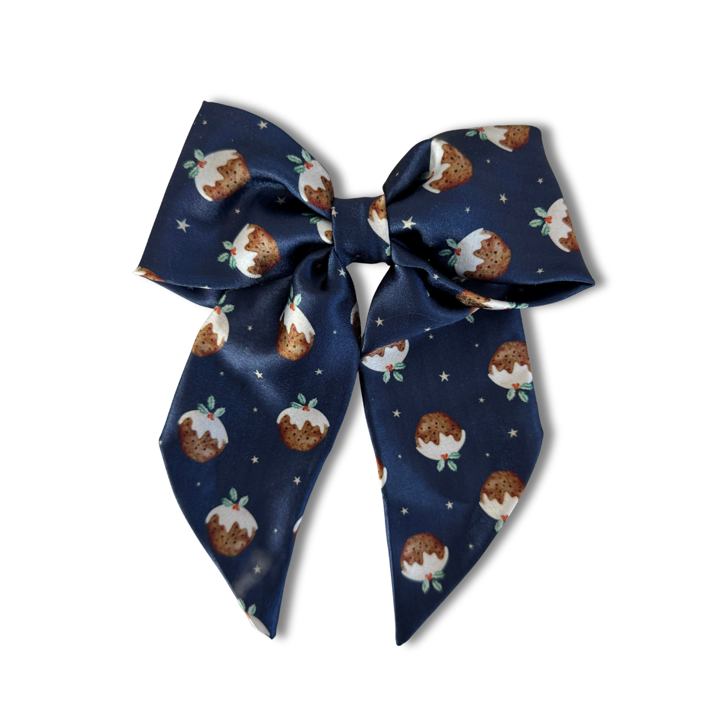 NEW - Christmas Pudding Short Tail Hair Bow