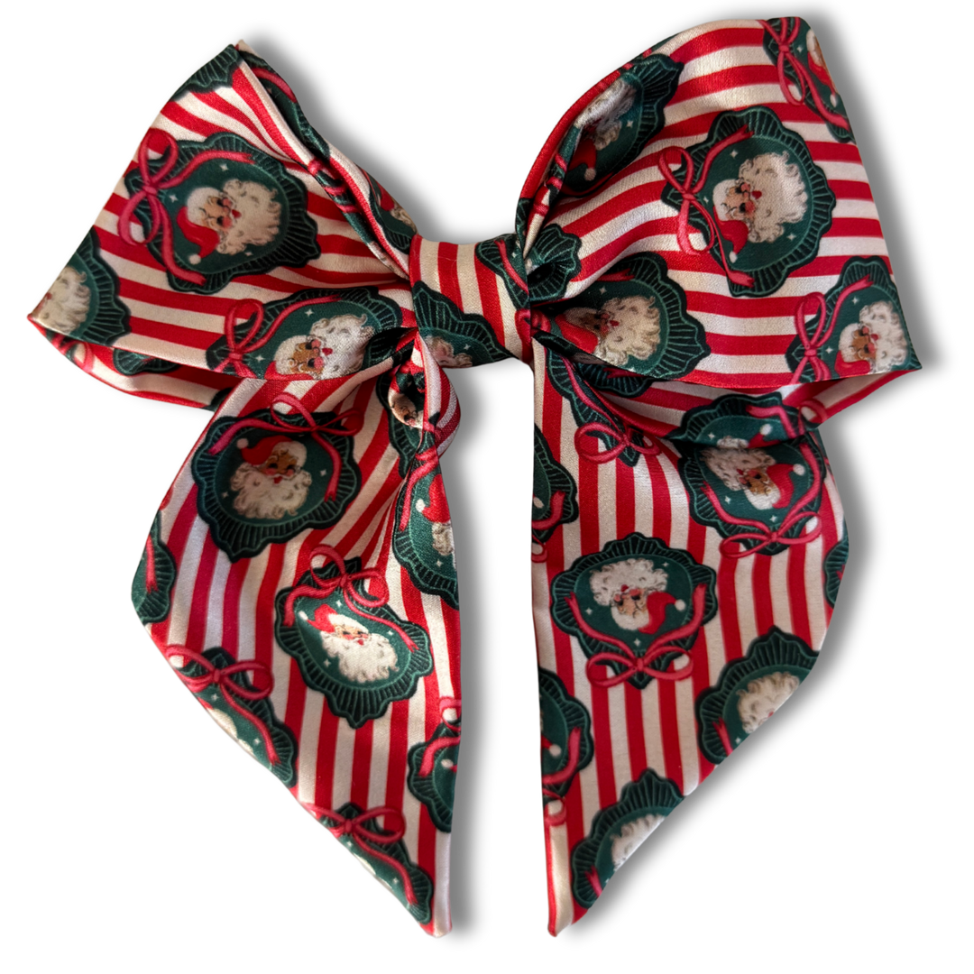 Retro Santa Short Tail Hair Bow