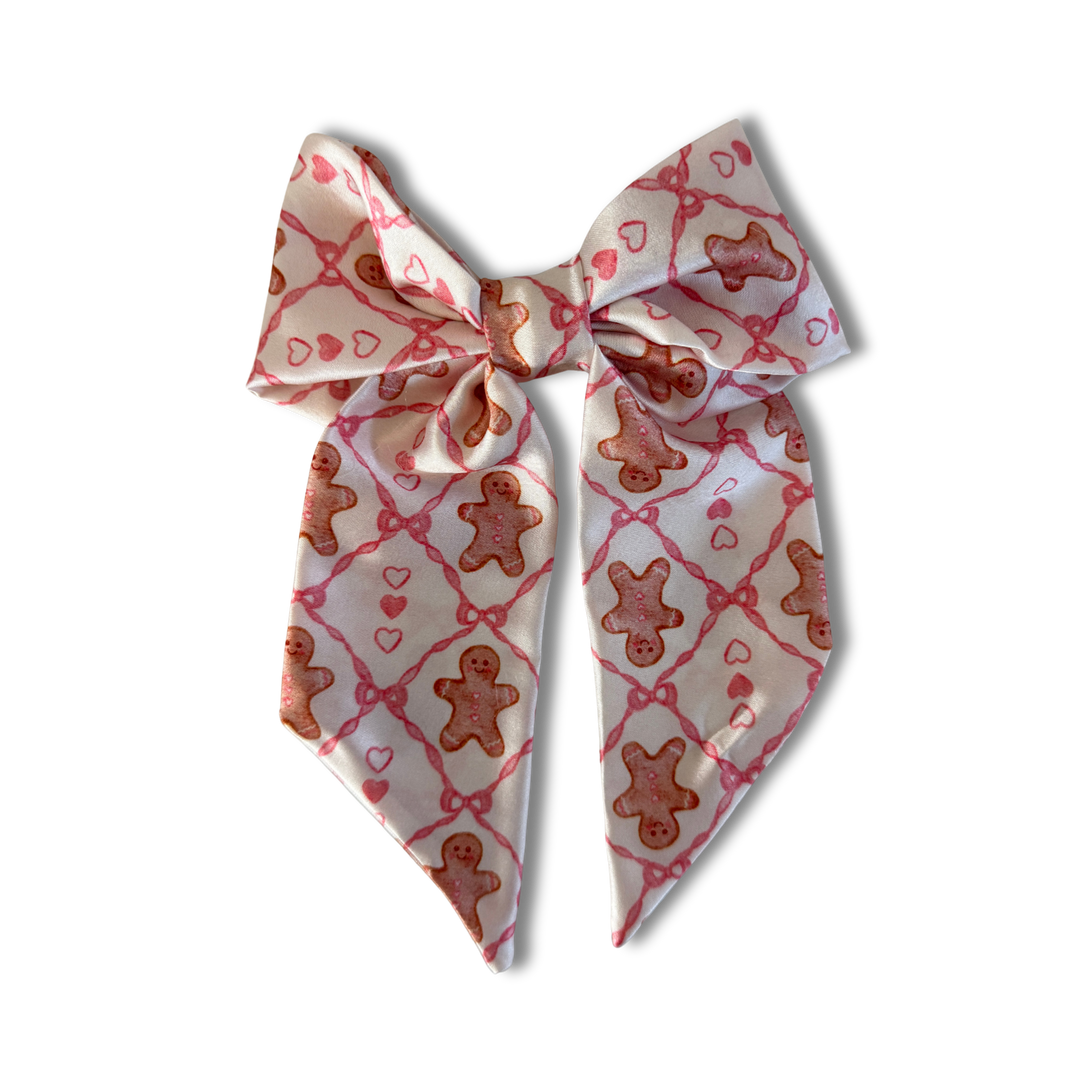 Gingerbread Men Short Tail Hair Bow