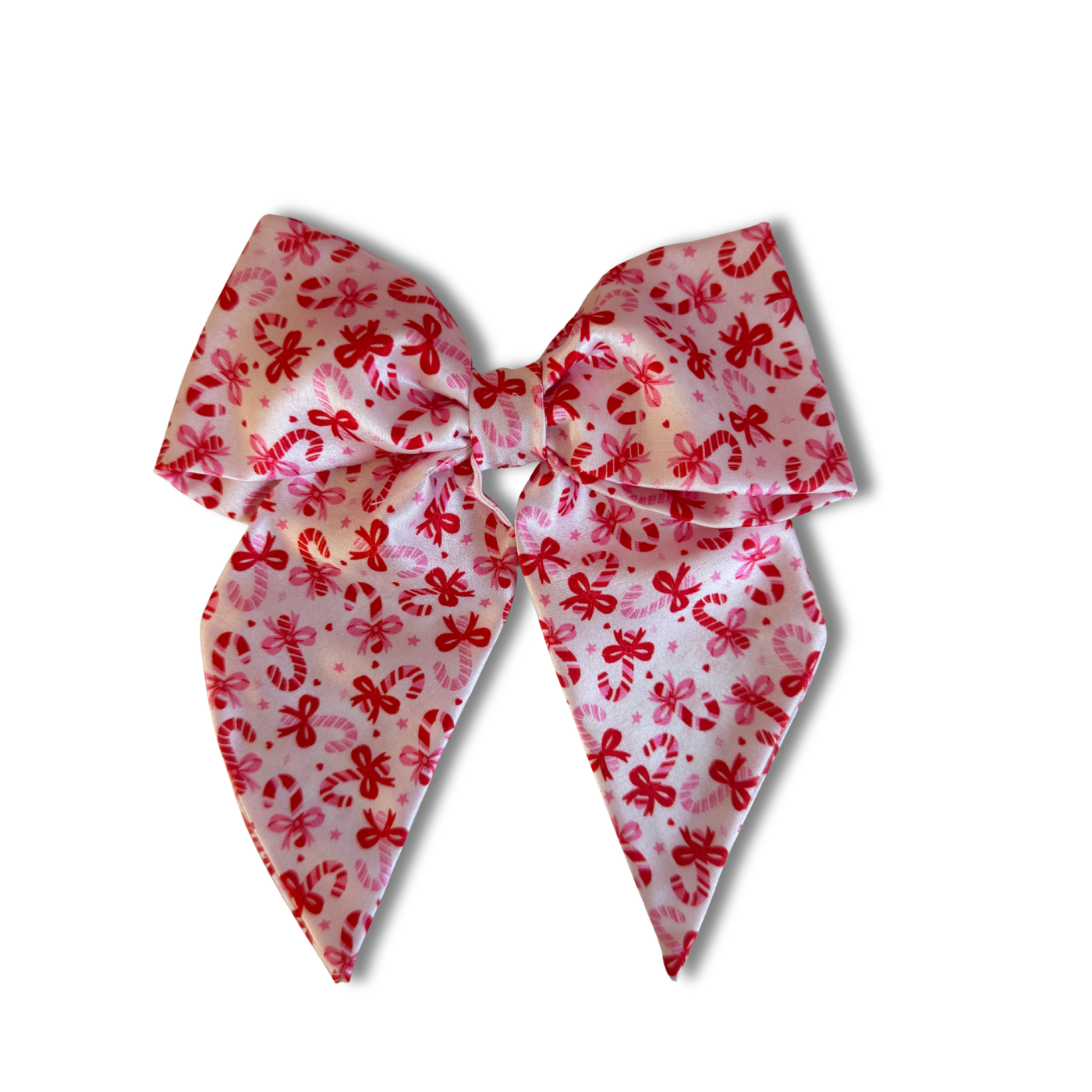 NEW - Tiny candy Canes Short Tail Hair Bow