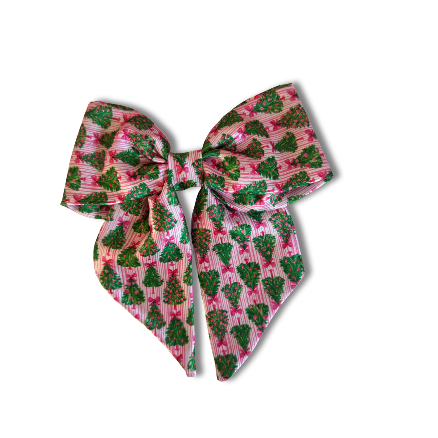 NEW - Pink Crimbo Tree Short Tail Hair Bow