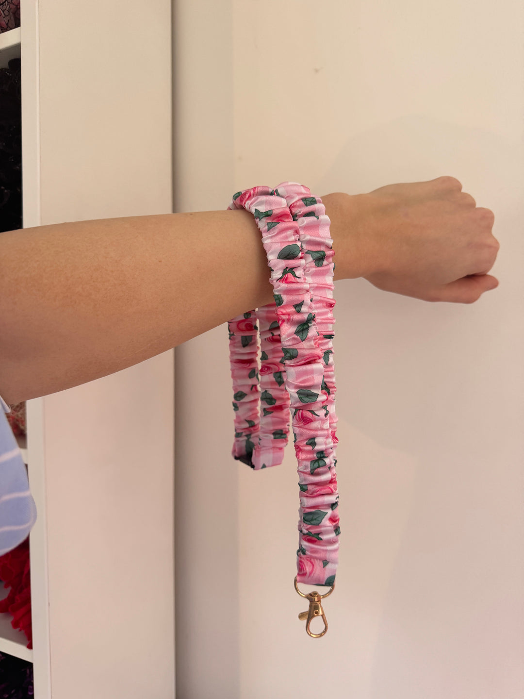 Gingham Rose Lanyard