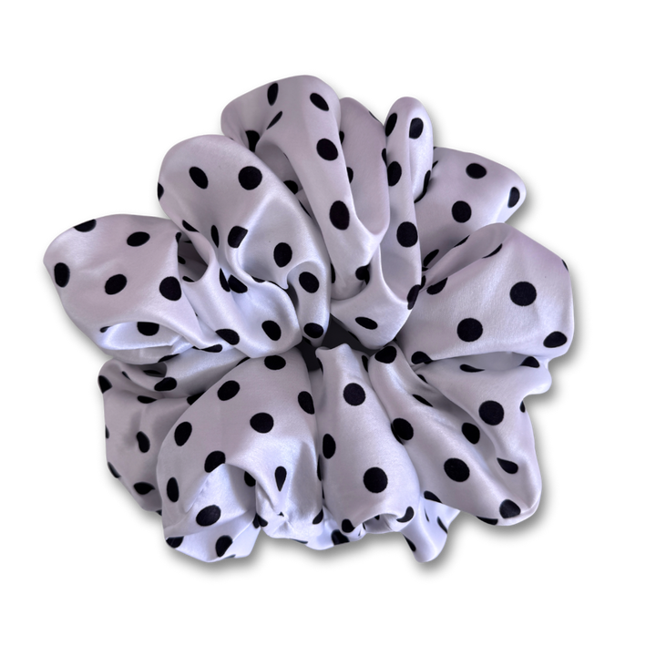 Black on white polka dot Scrunchie