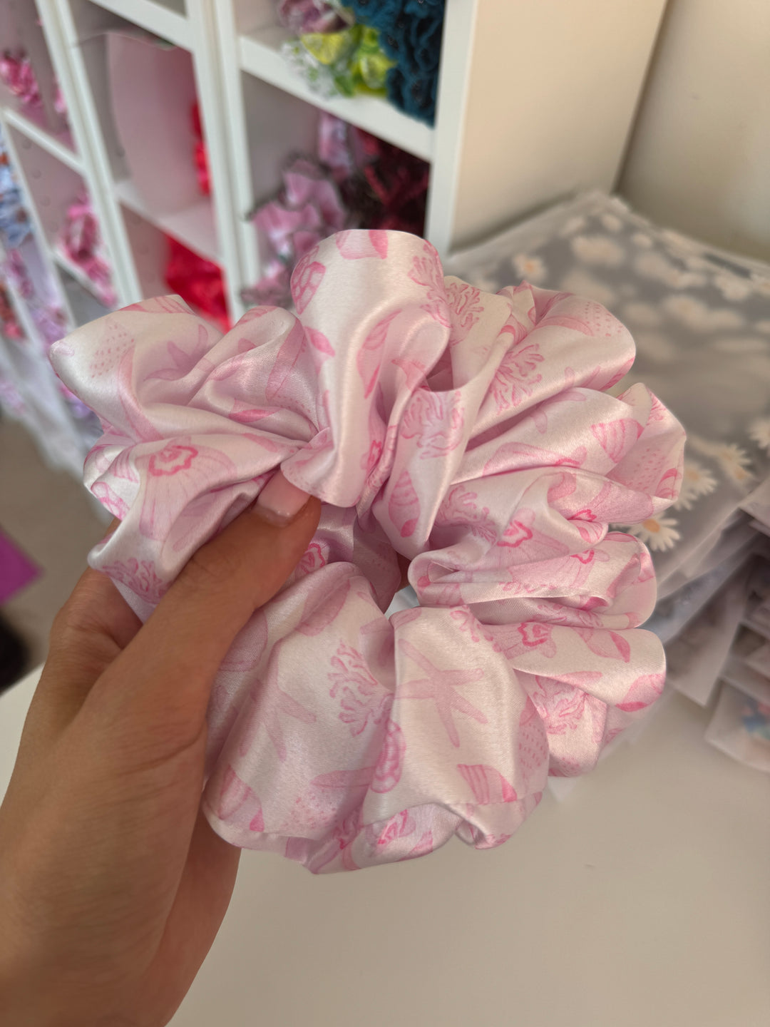 Pink seashells Scrunchie
