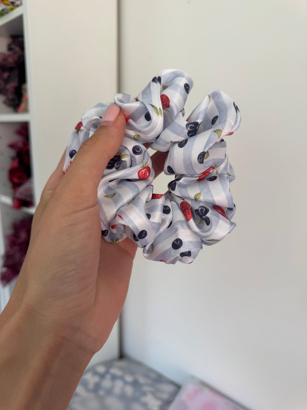 Berry stripe scrunchie
